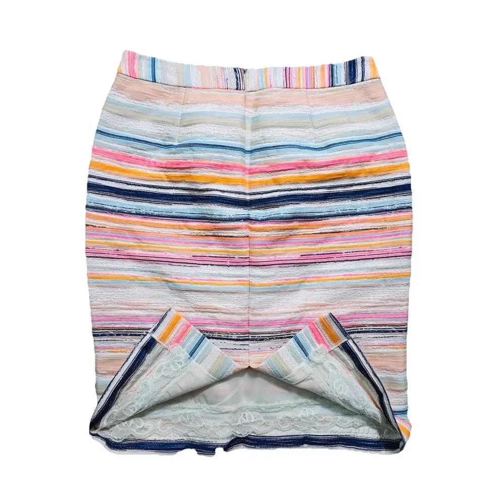 Trina Turk Colorful Striped Pencil Skirt Lined 4 Beachy Coastal Vaca